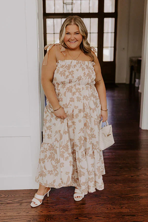 Happy Gatherings Floral Smocked Maxi Dress Curves