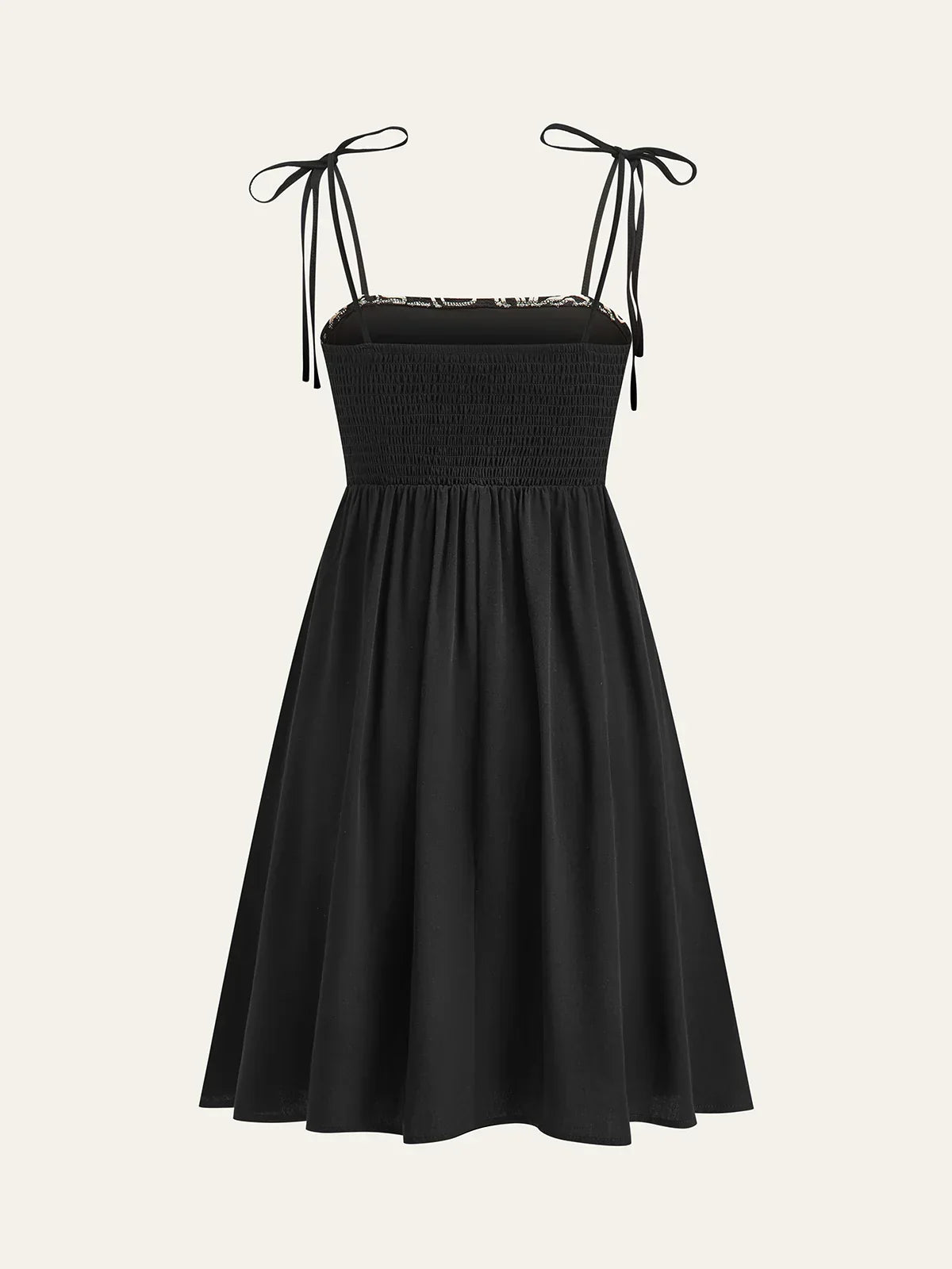 Embroidered Midi Dress with Tie-Up Straps