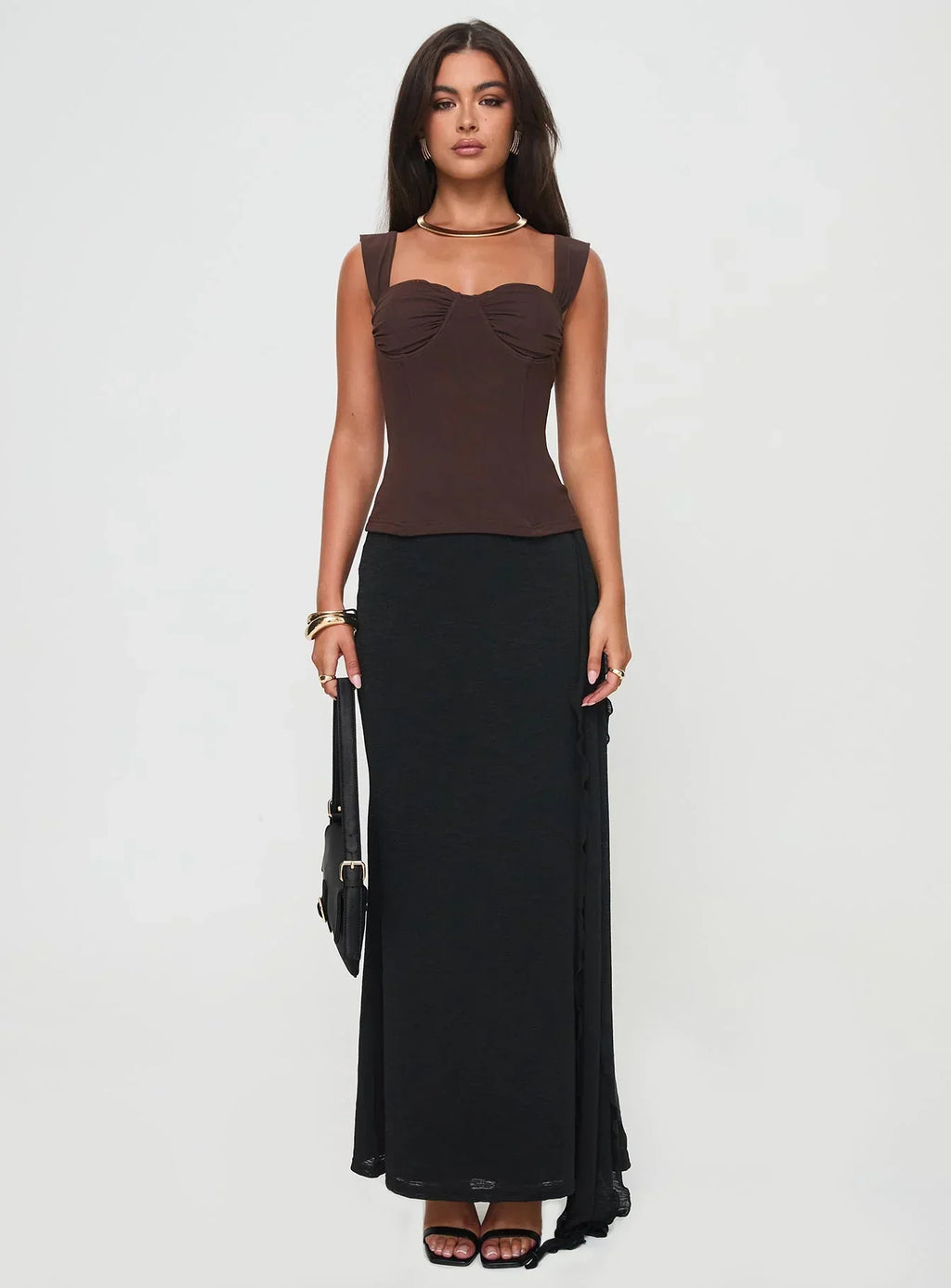 Kyrie Longline Corset Top Brown