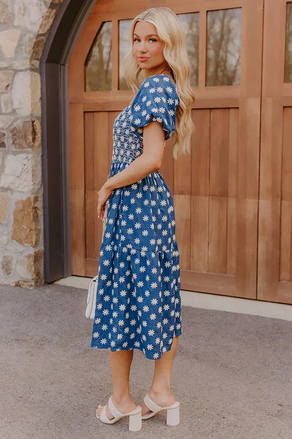 Countryside Retreat Floral Embroidered Midi Dress