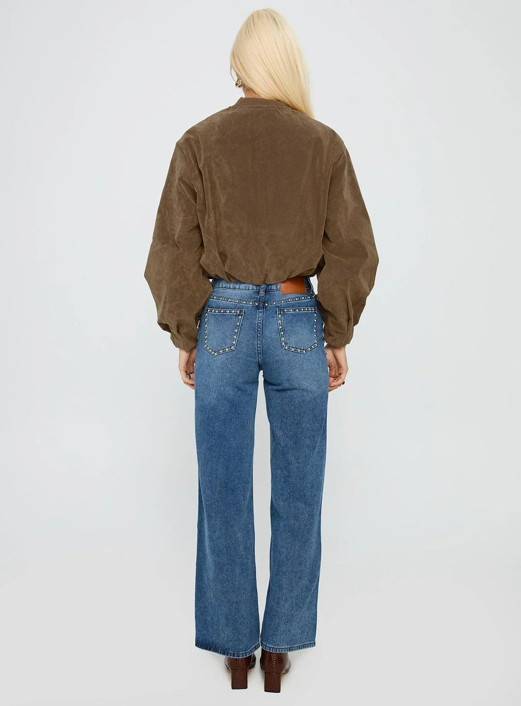 Saving Up Stud Detail Jeans Mid Blue