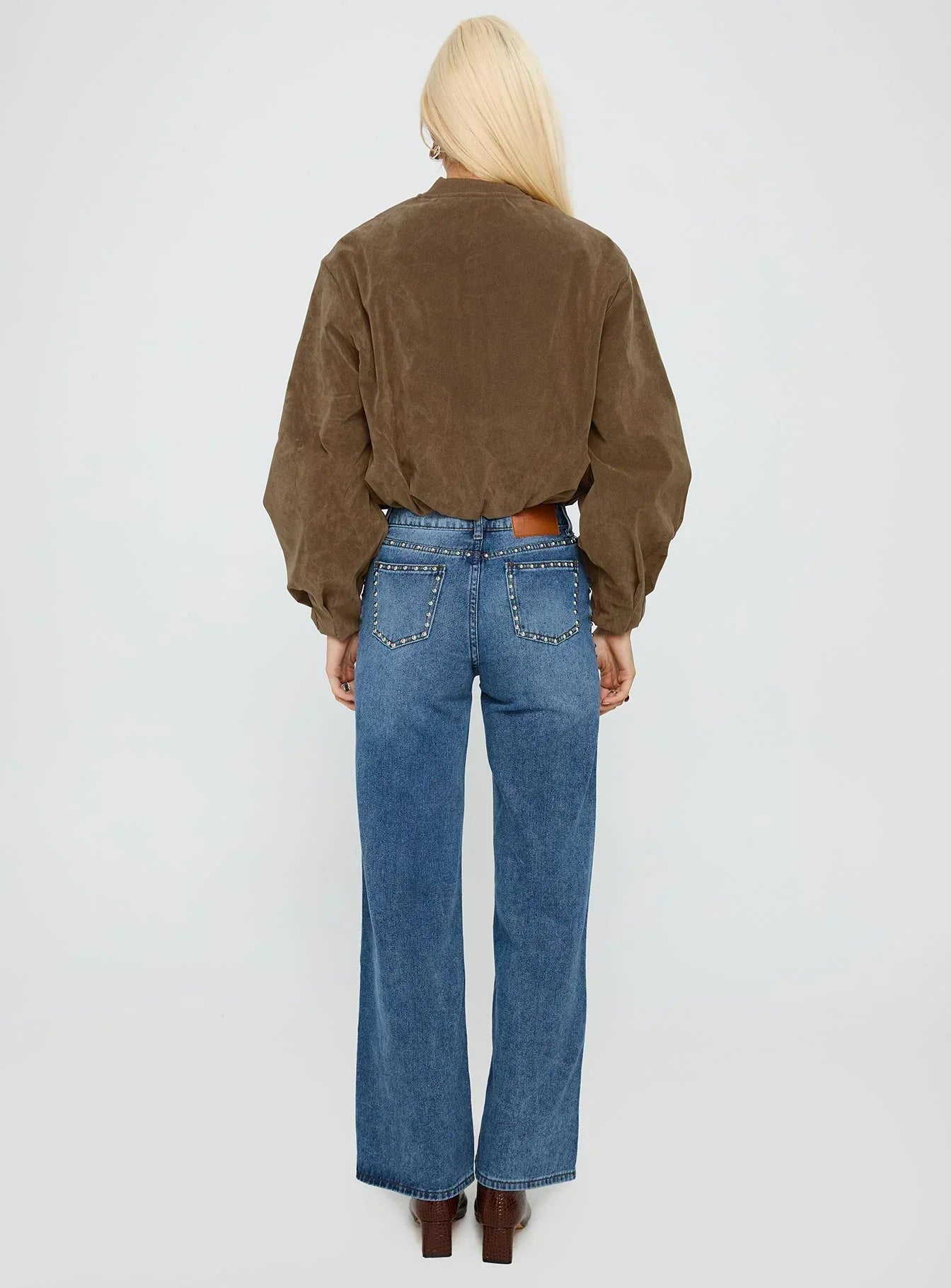 Saving Up Stud Detail Jeans Mid Blue