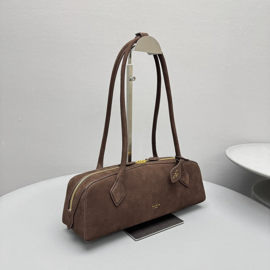Alaia Le-Teckel Women's Goatskin Long Handle Handbag Solid Color Zipper Casual Shoulder Bag Bags #77835
