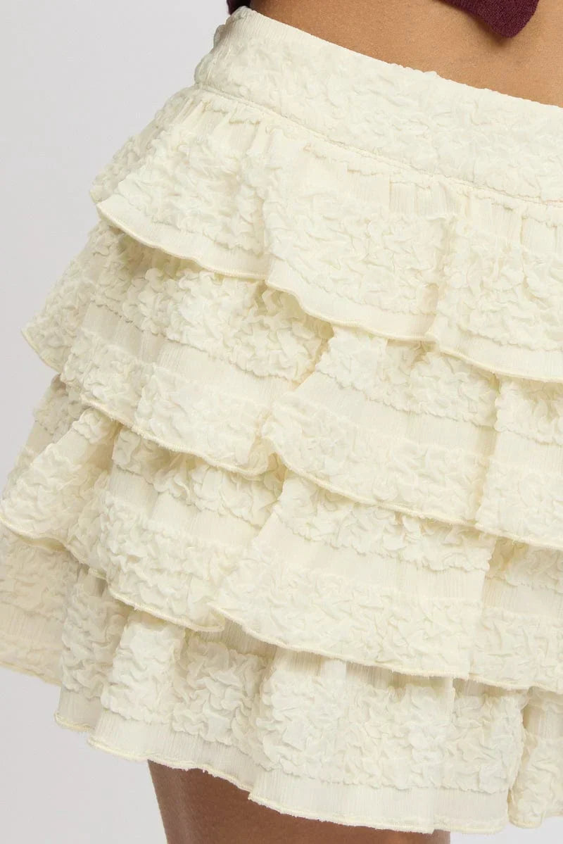 White Mini Skort Frilled