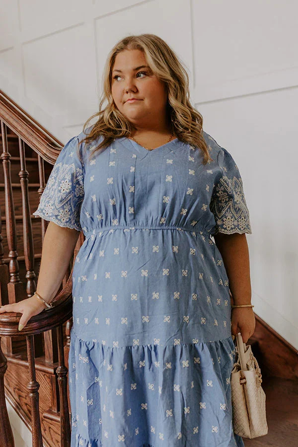 Sunday Brunch Floral Embroidered Midi Dress Curves