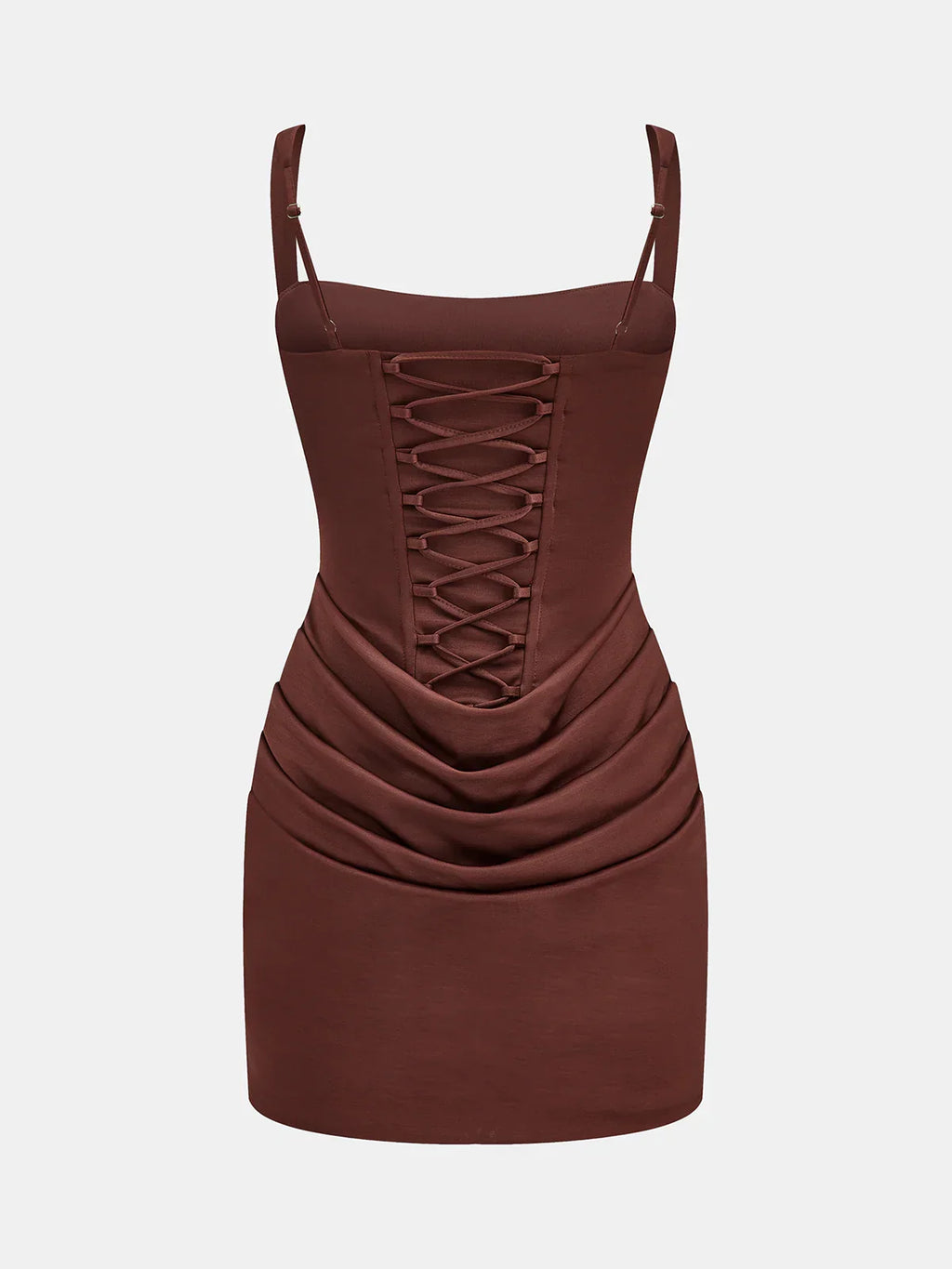 Back Lace-Up Ruched Corset Mini Dress
