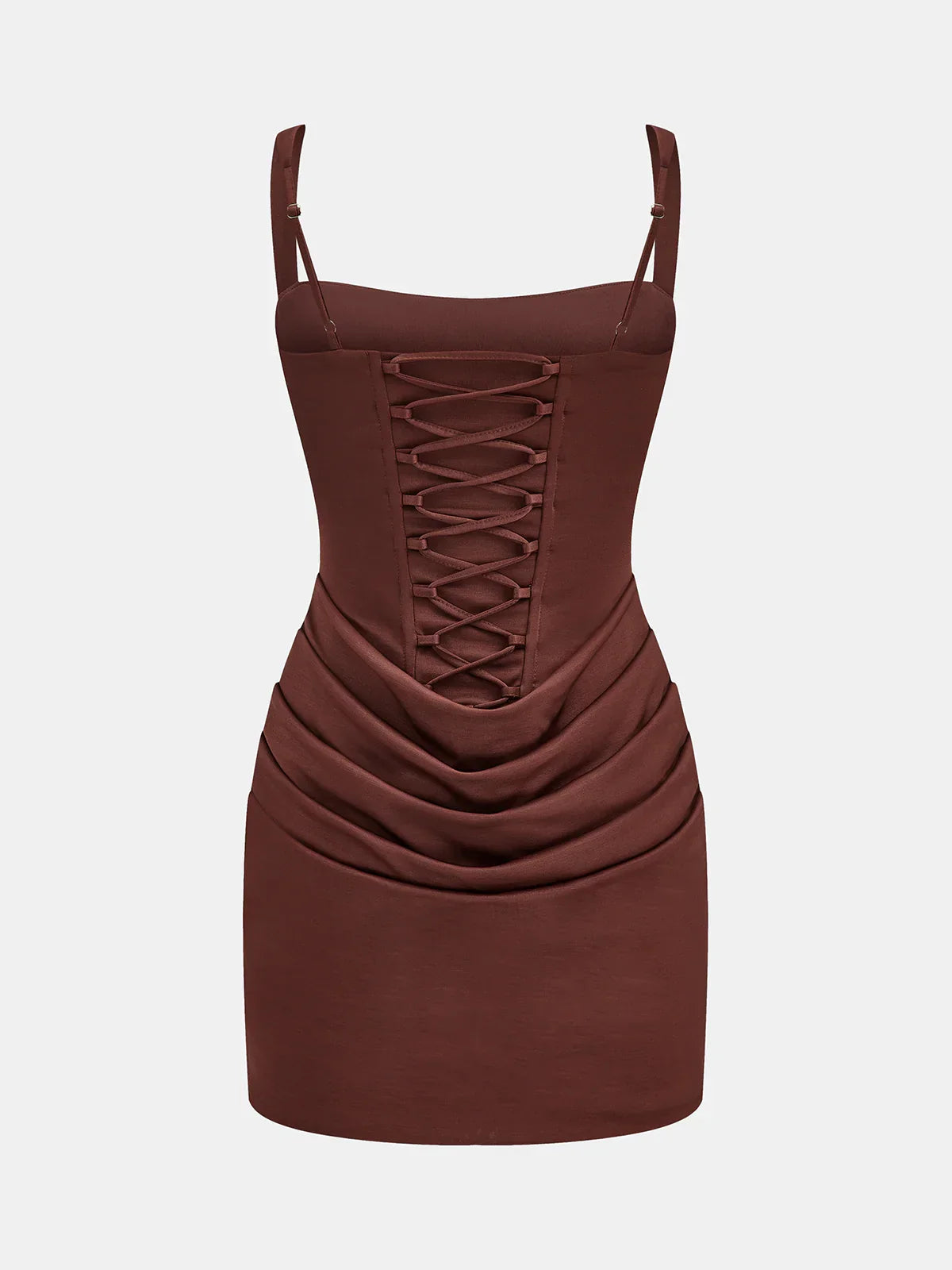 Back Lace-Up Ruched Corset Mini Dress