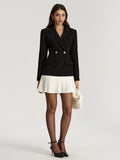 Tweed Double Breasted Pleated Hem Blazer Dress