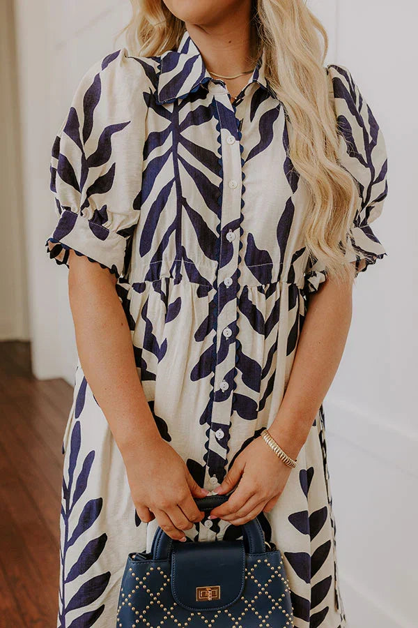 Tropical Getaway Button Down Midi Dress