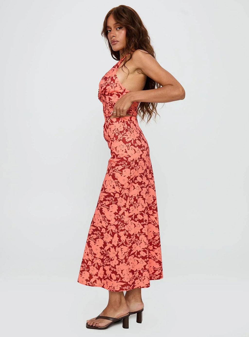 Casablanca Maxi Skirt Red Floral
