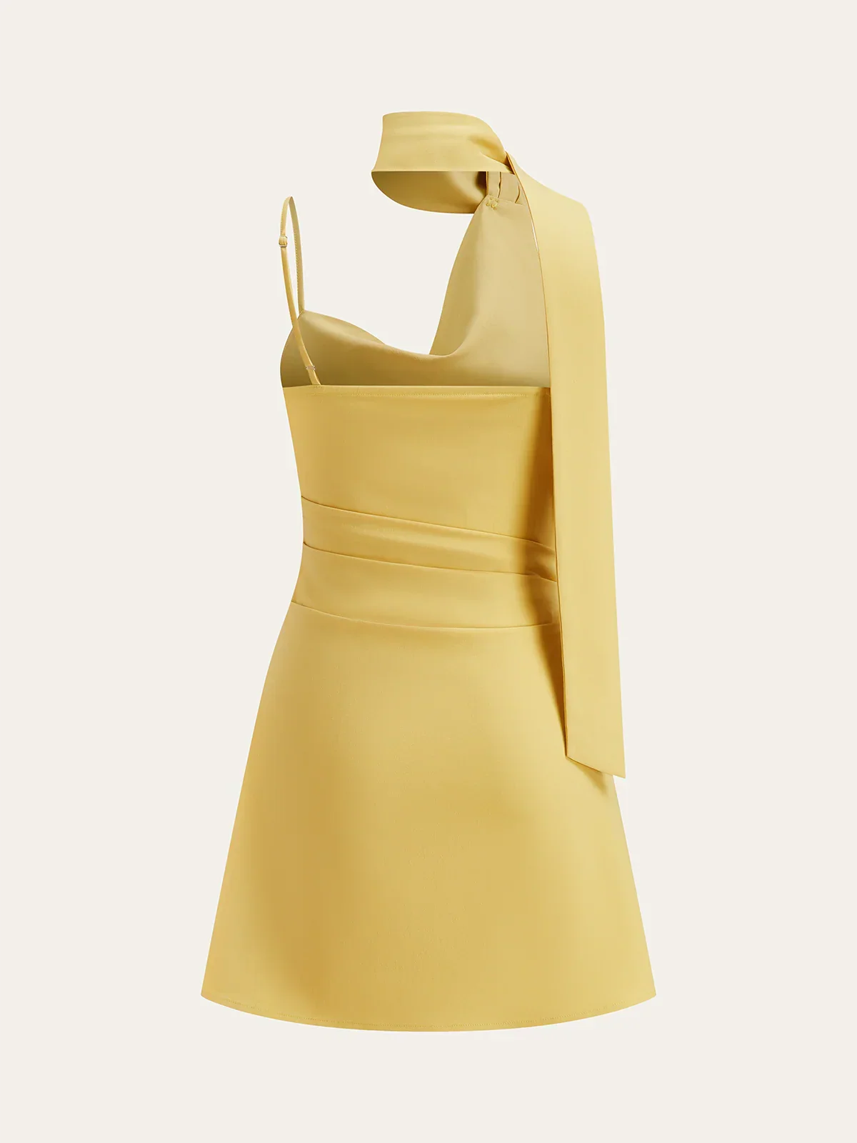 Cowl Neck Mini Dress with Asymmetric Sash Detail