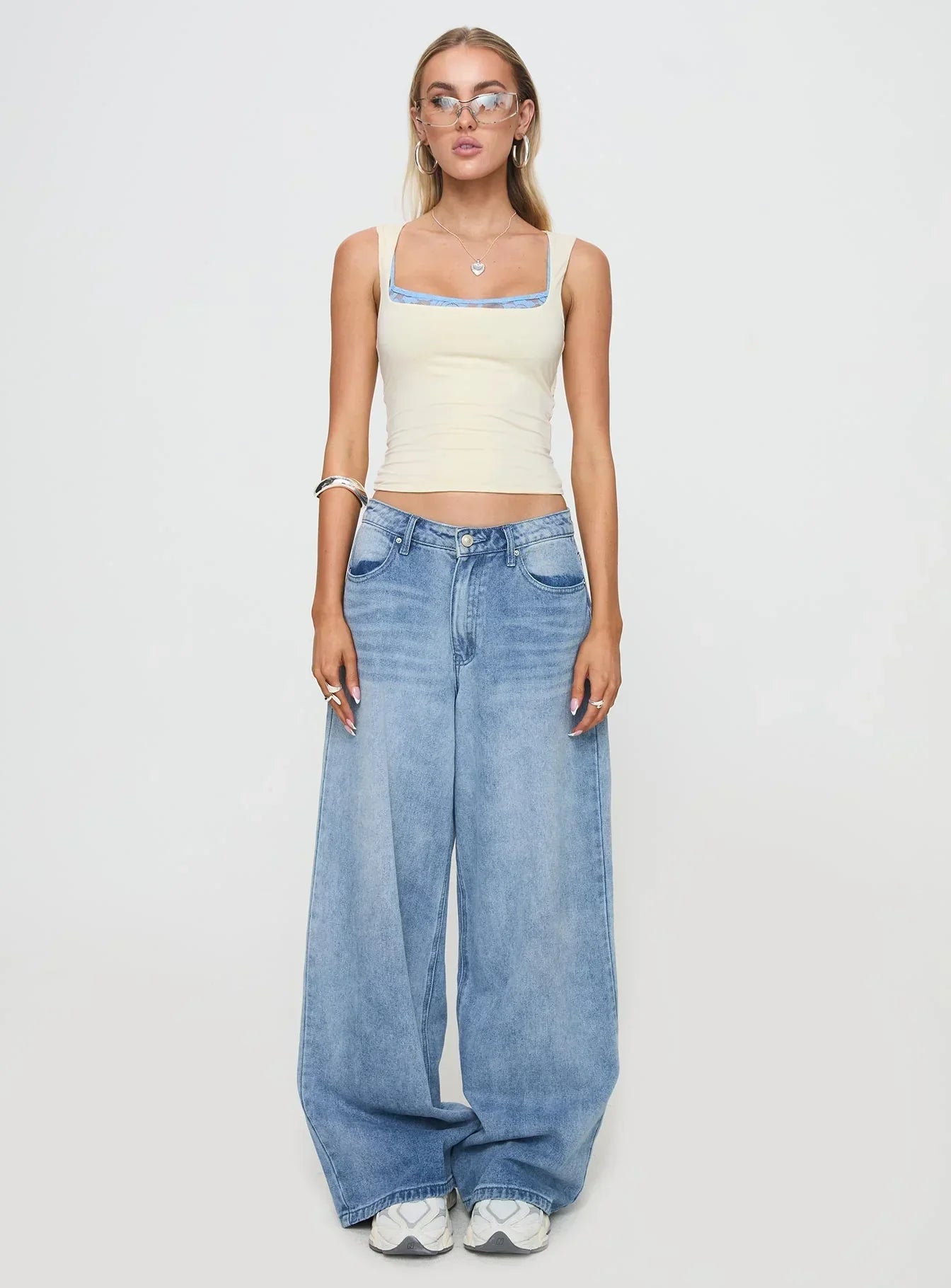 Back In Time Top Cream/Blue