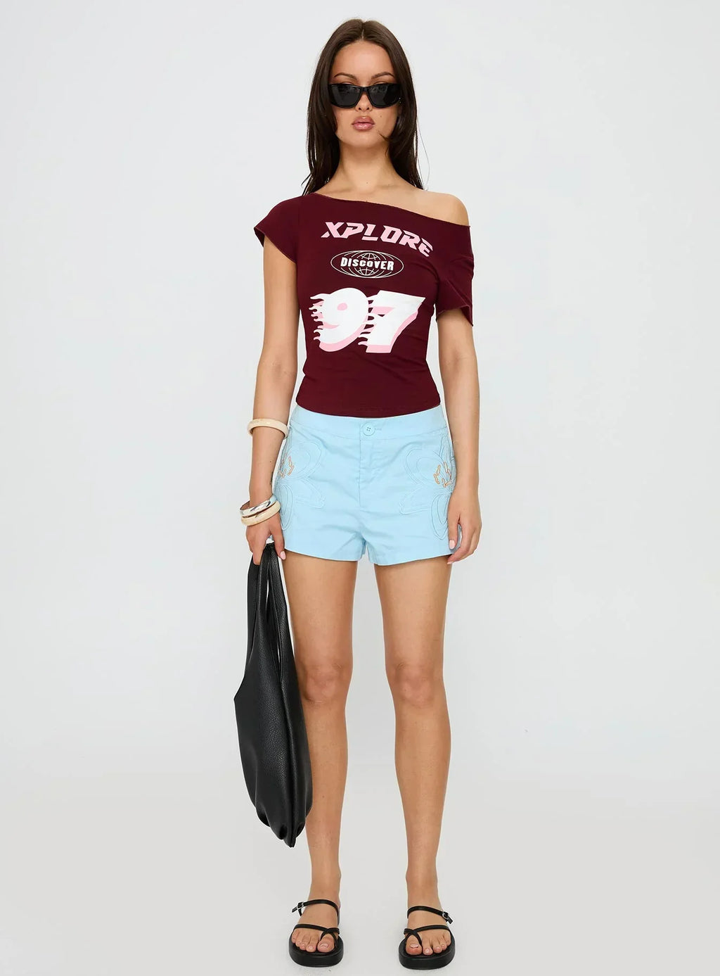 Leleia Embroidered Shorts Blue