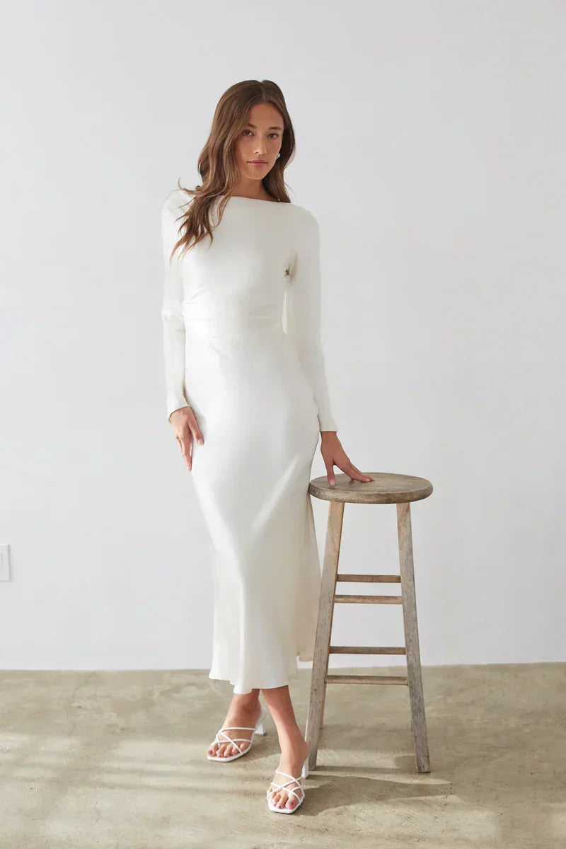 Sofia Open Back Satin Maxi Dress