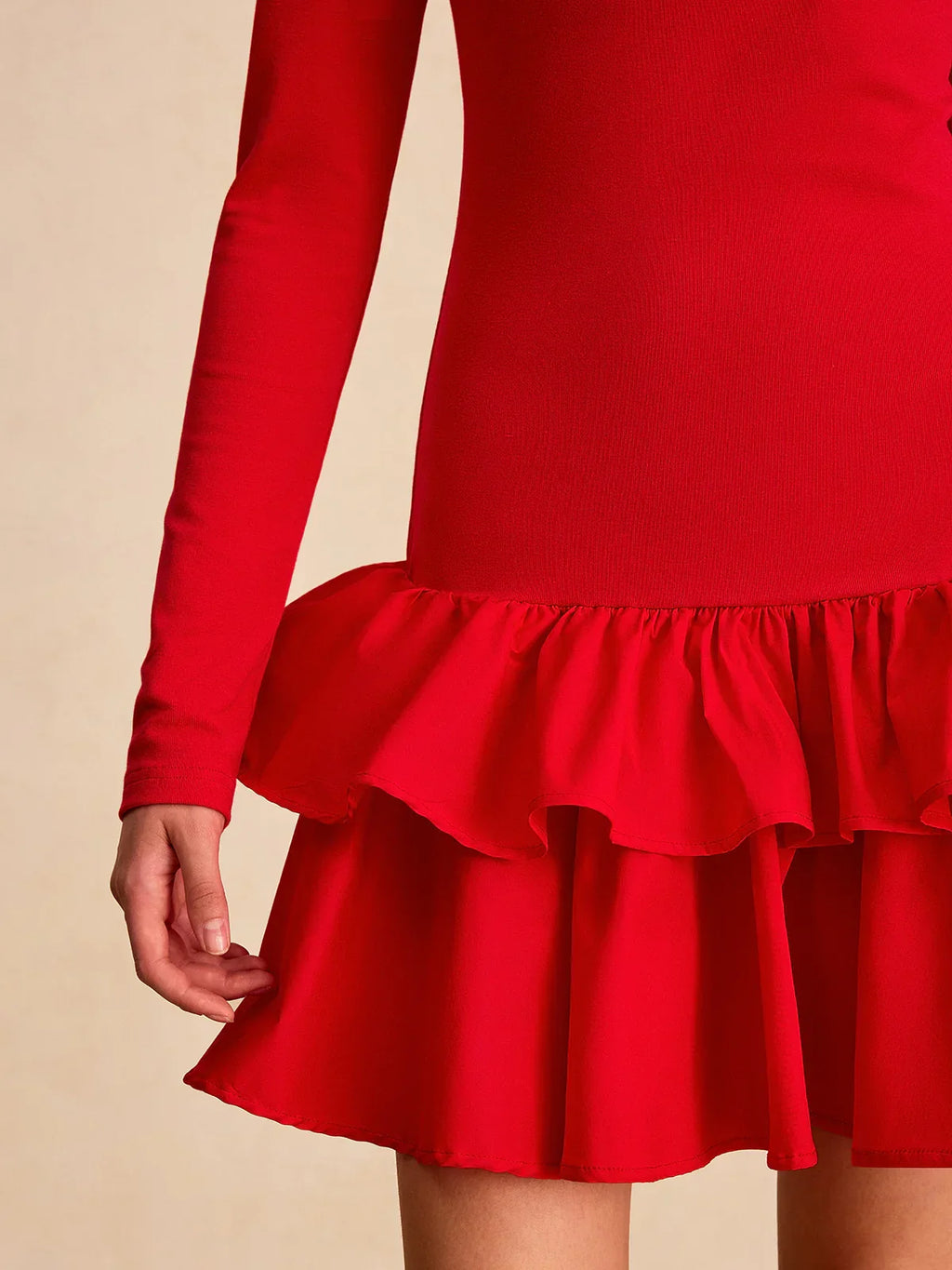Long Sleeve Tiered Ruffle Mini Dress
