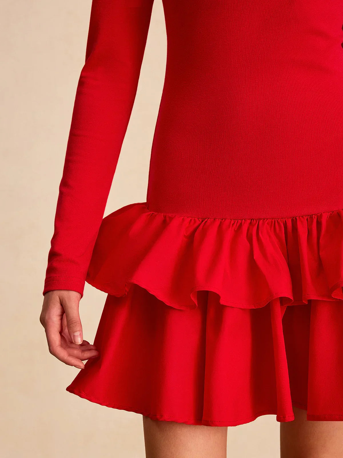 Long Sleeve Tiered Ruffle Mini Dress
