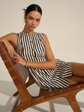 Striped Button-Front Mini Dress