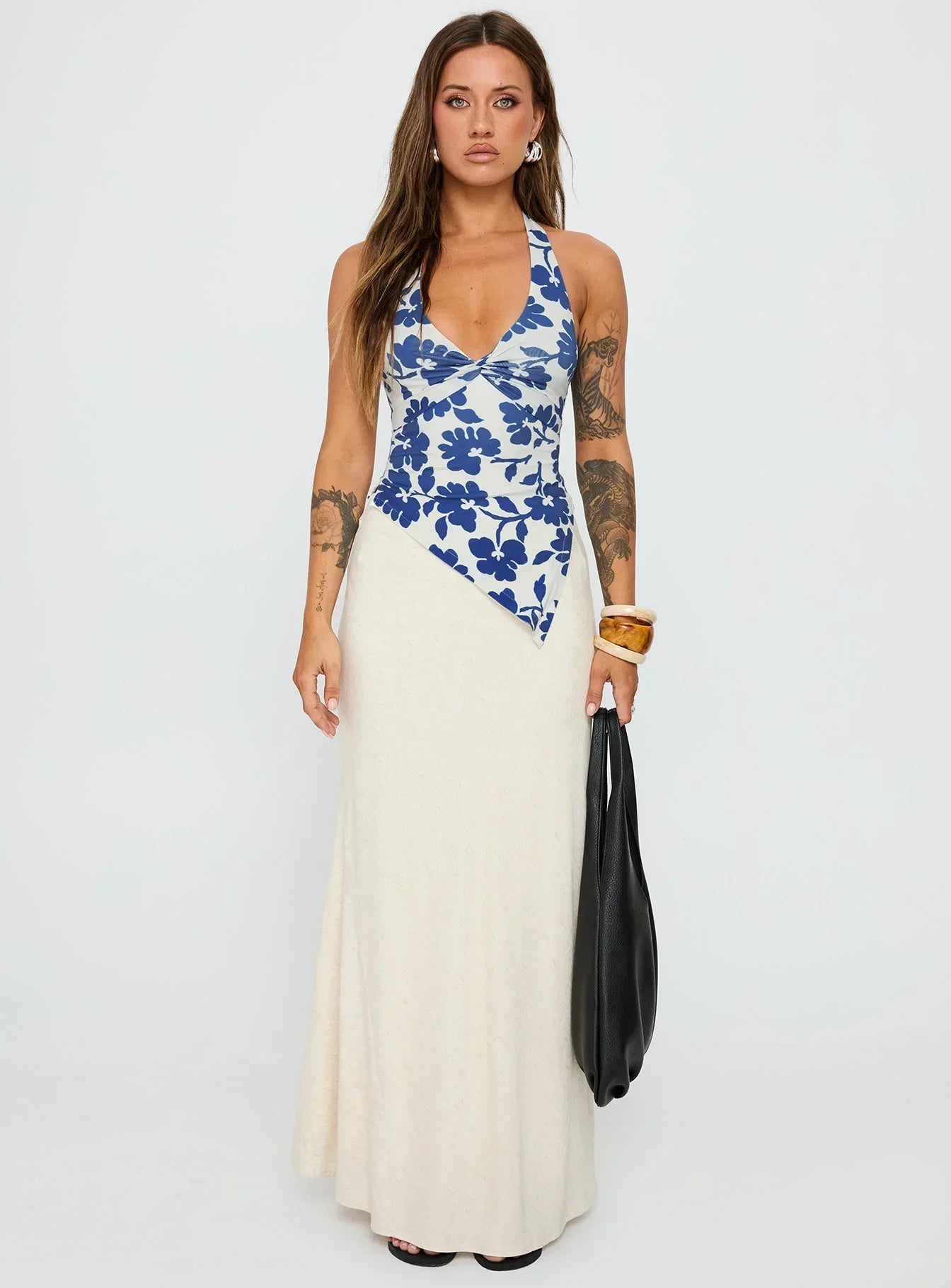 Chilli Halter Top Blue Floral