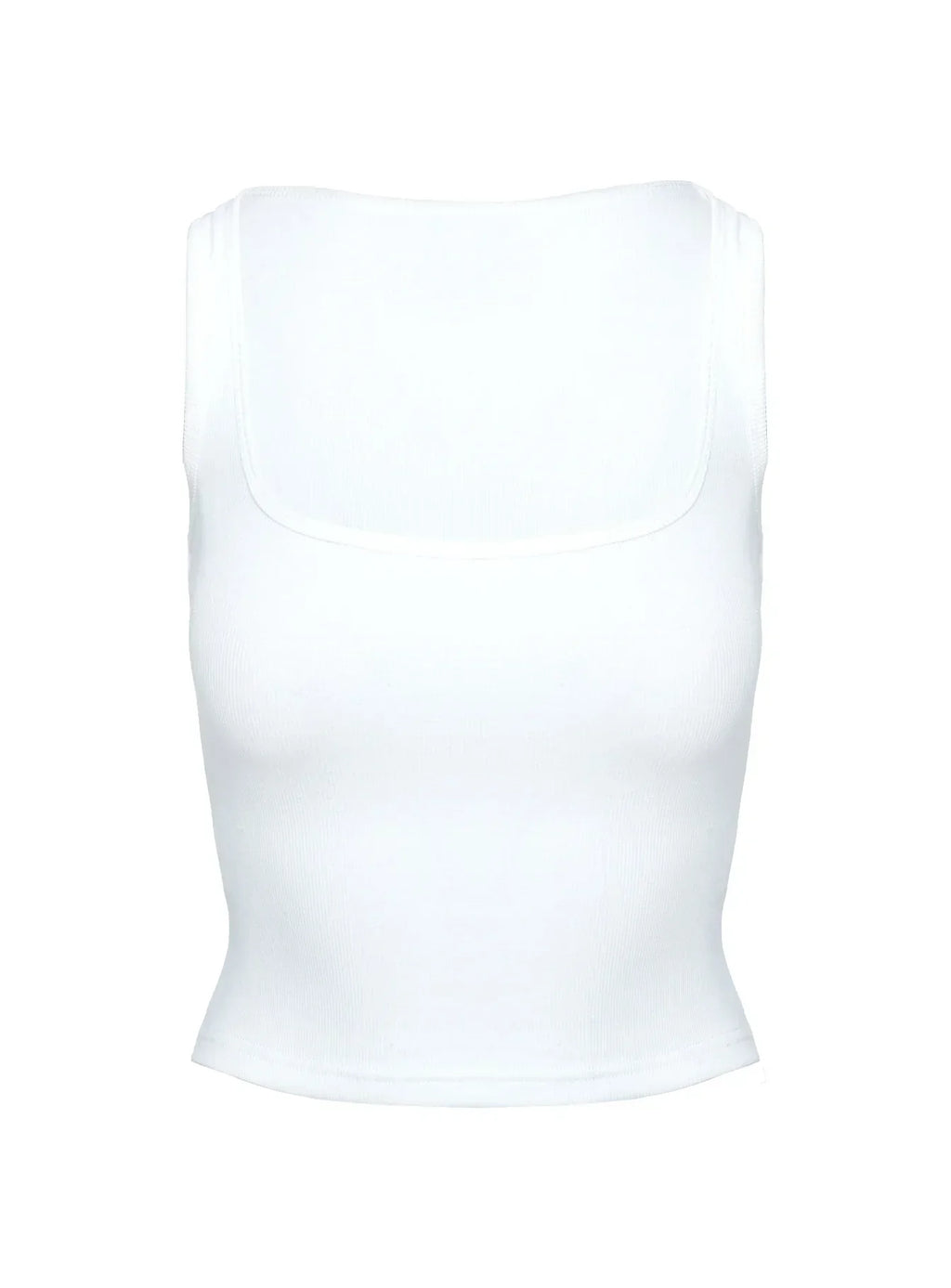 Baseline Square Neck Rib Tank Top White