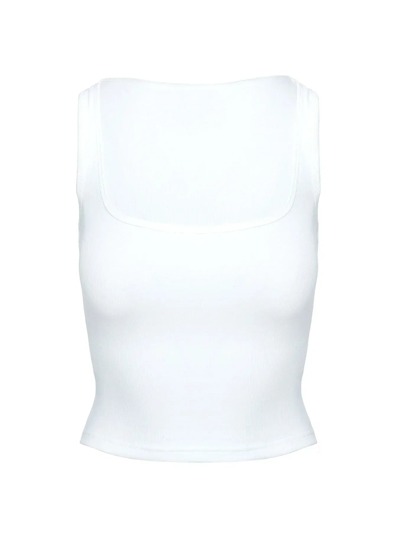 Baseline Square Neck Rib Tank Top White