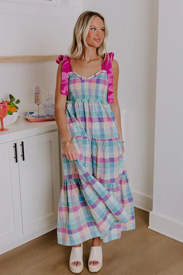 Block Party Chic Plaid Midi Dress