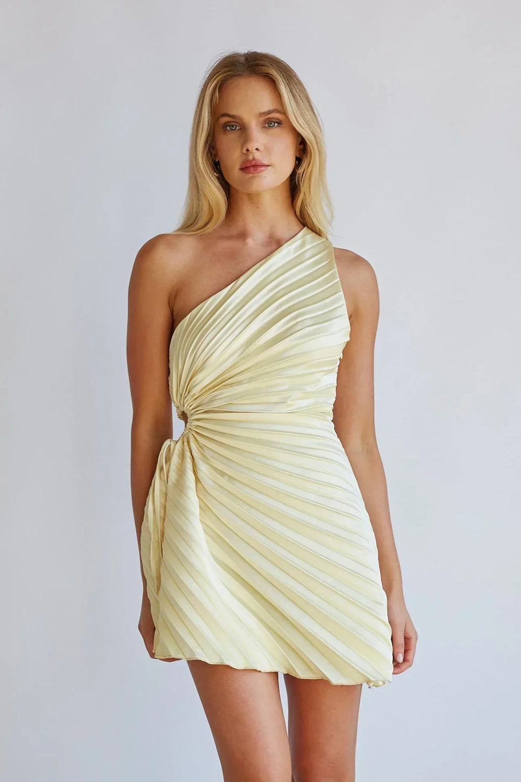 Carrie One Shoulder Plisse Mini Dress