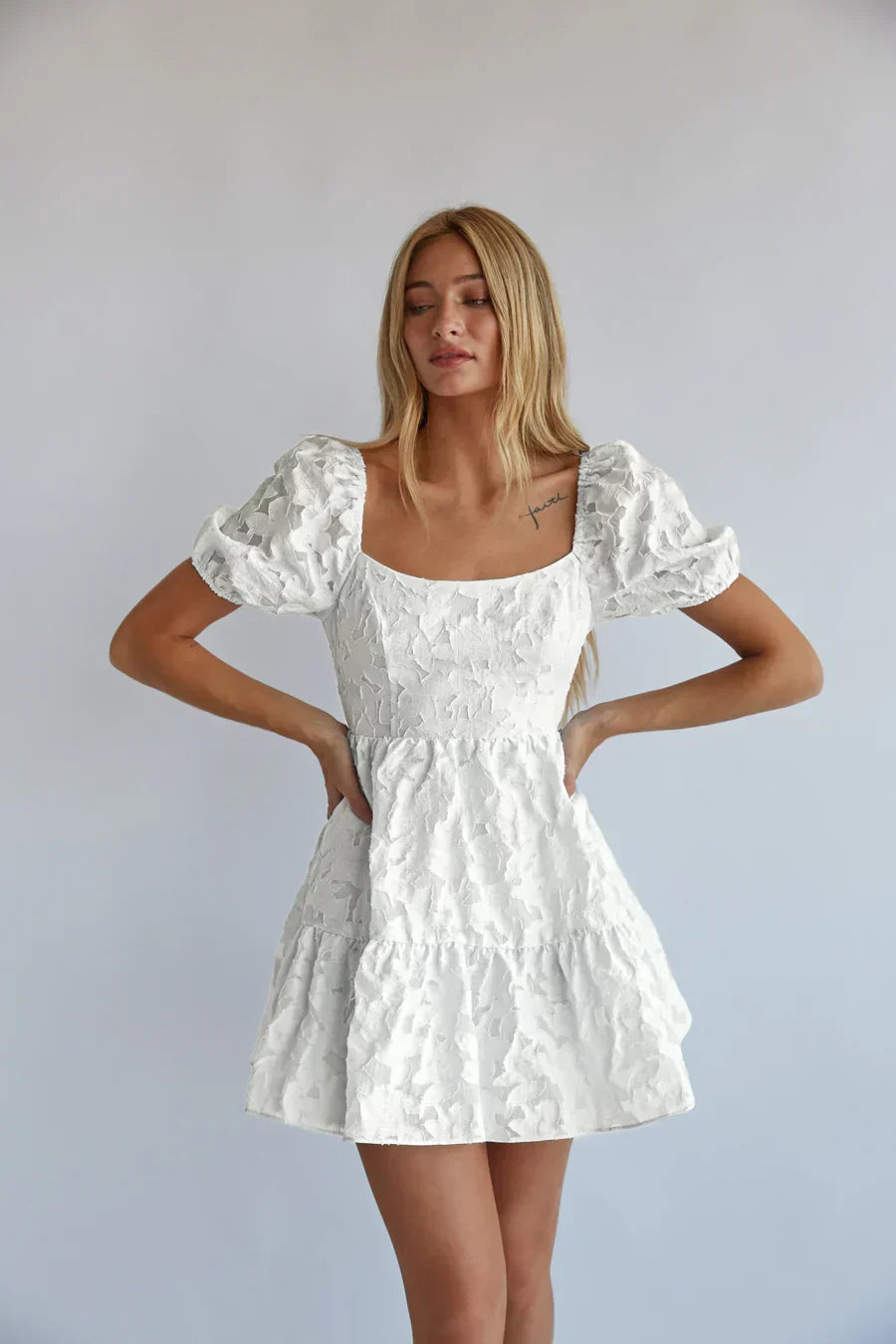 Whitley Tie Back Puff Sleeve Babydoll Mini Dress