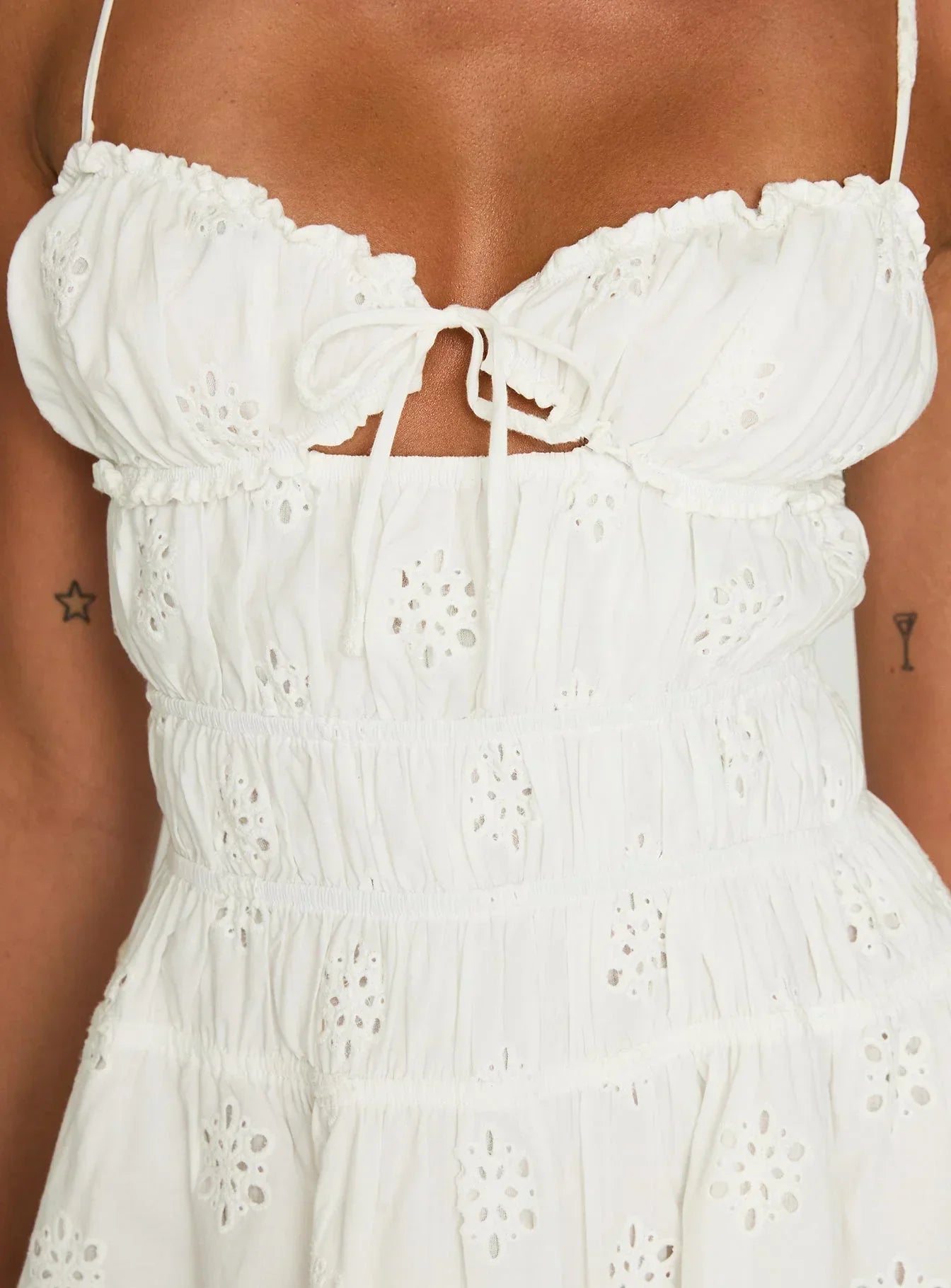 Wish Me Luck Shirred Mini Dress White