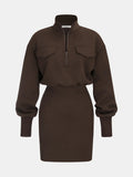 Half Zip Sweatshirt Mini Dress
