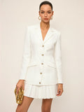 Pleated Hem Tailored Blazer Mini Dress