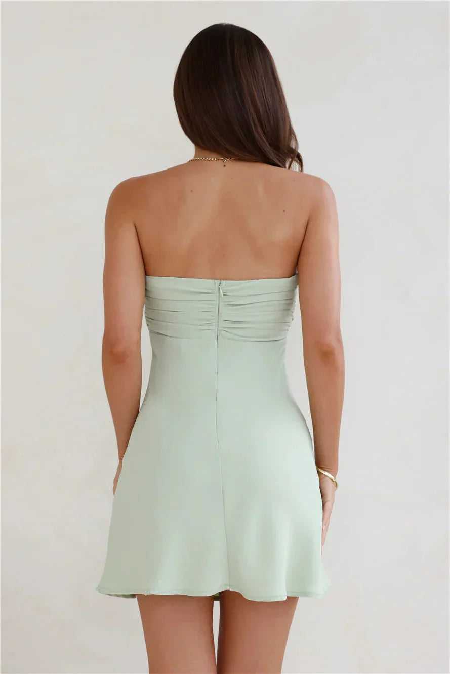 Sultry Vibes Strapless Mini Dress Sage