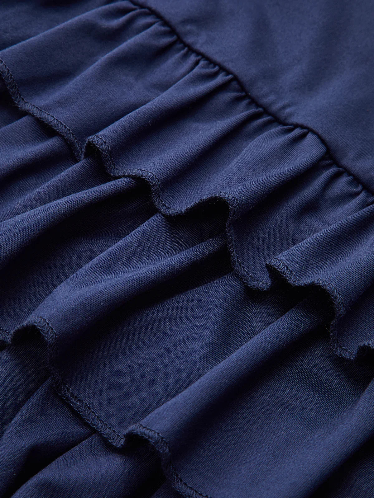 Long Sleeve Ruched Waist Layered Ruffle Dress