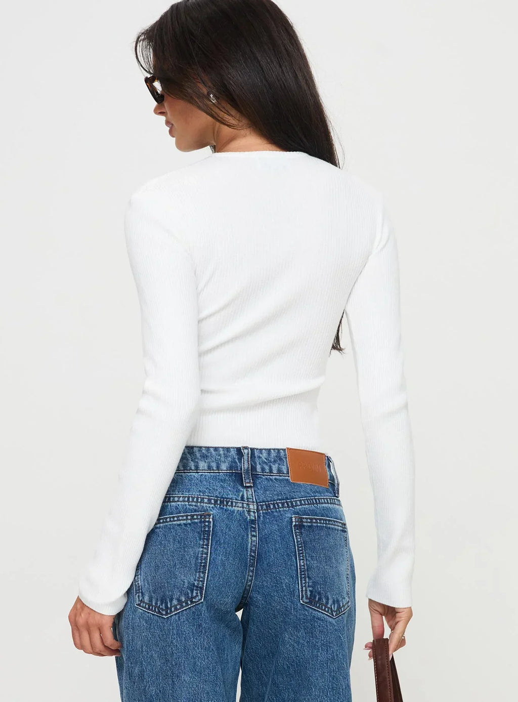 Suzu Long Sleeve Knit Top White