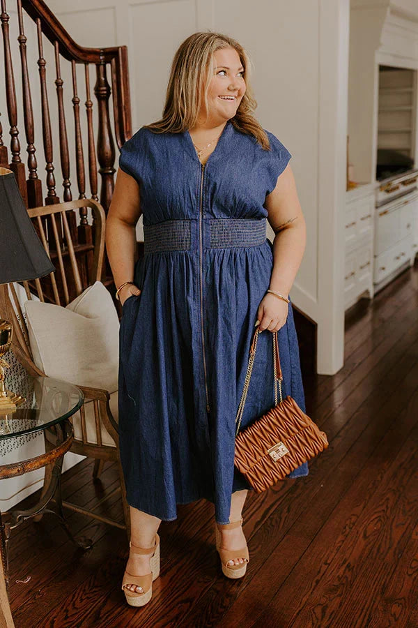 Picnic At The Park Denim Midi Dress Curves