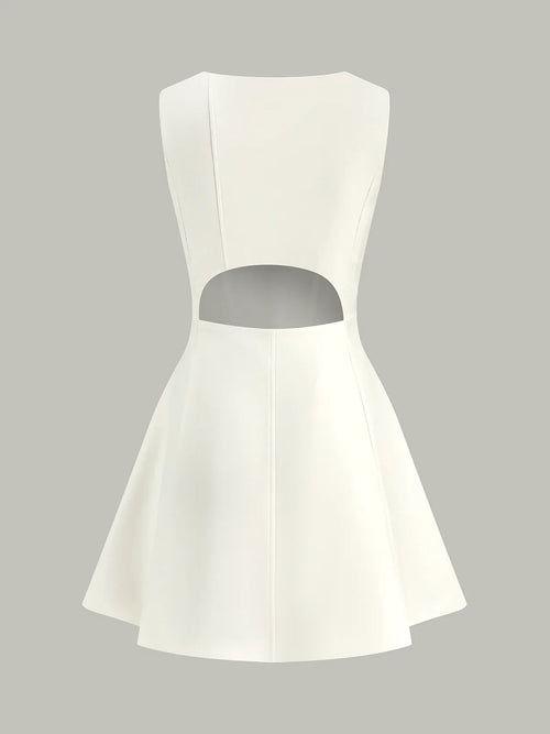 Asymmetric Neckline Flare Dress