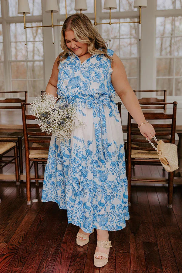 Tea Garden Stroll Floral Midi Dress Curves