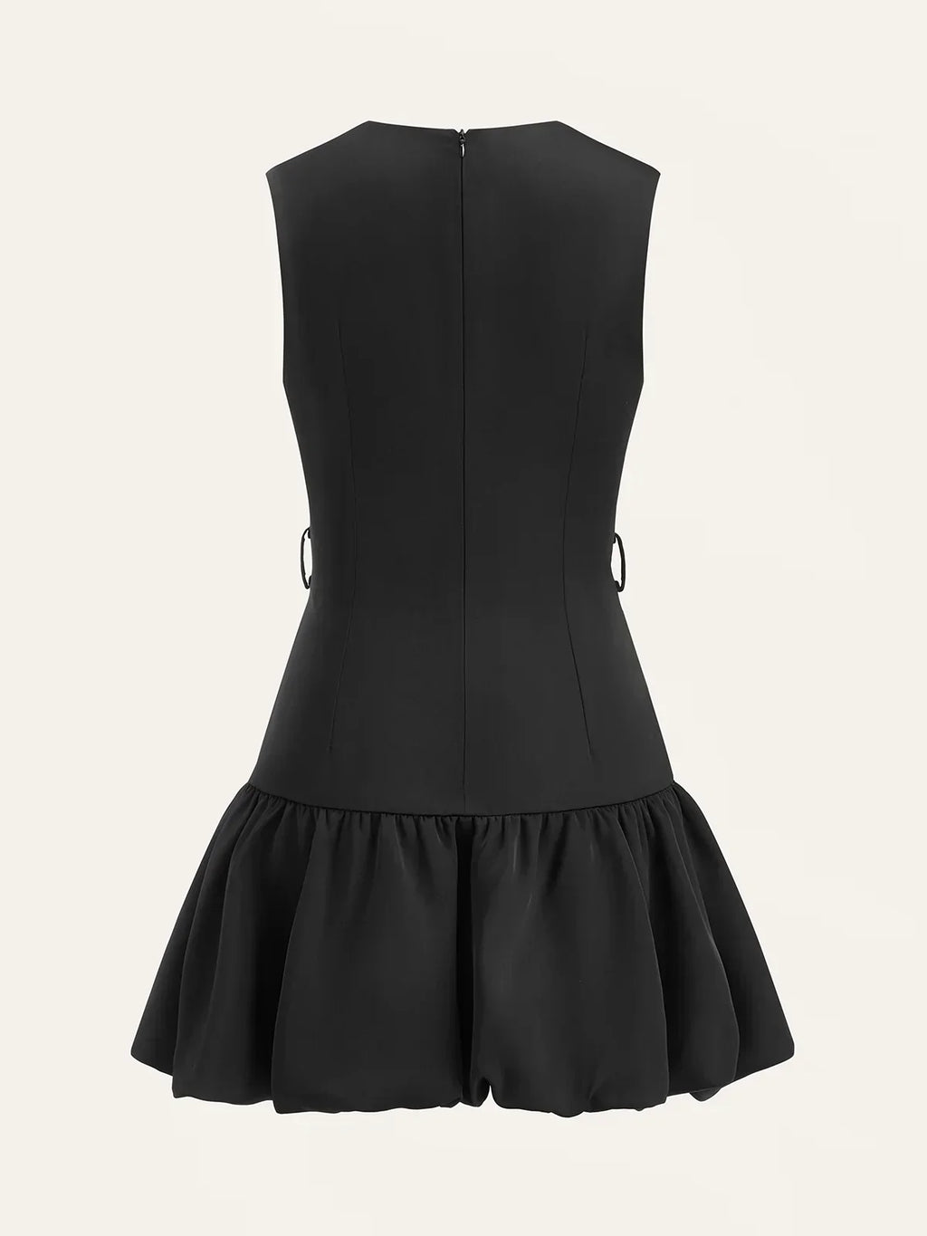 Ruffled Hem Metal Button Mini Dress Without Belt