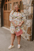 French Garden Floral Mini Dress Curves