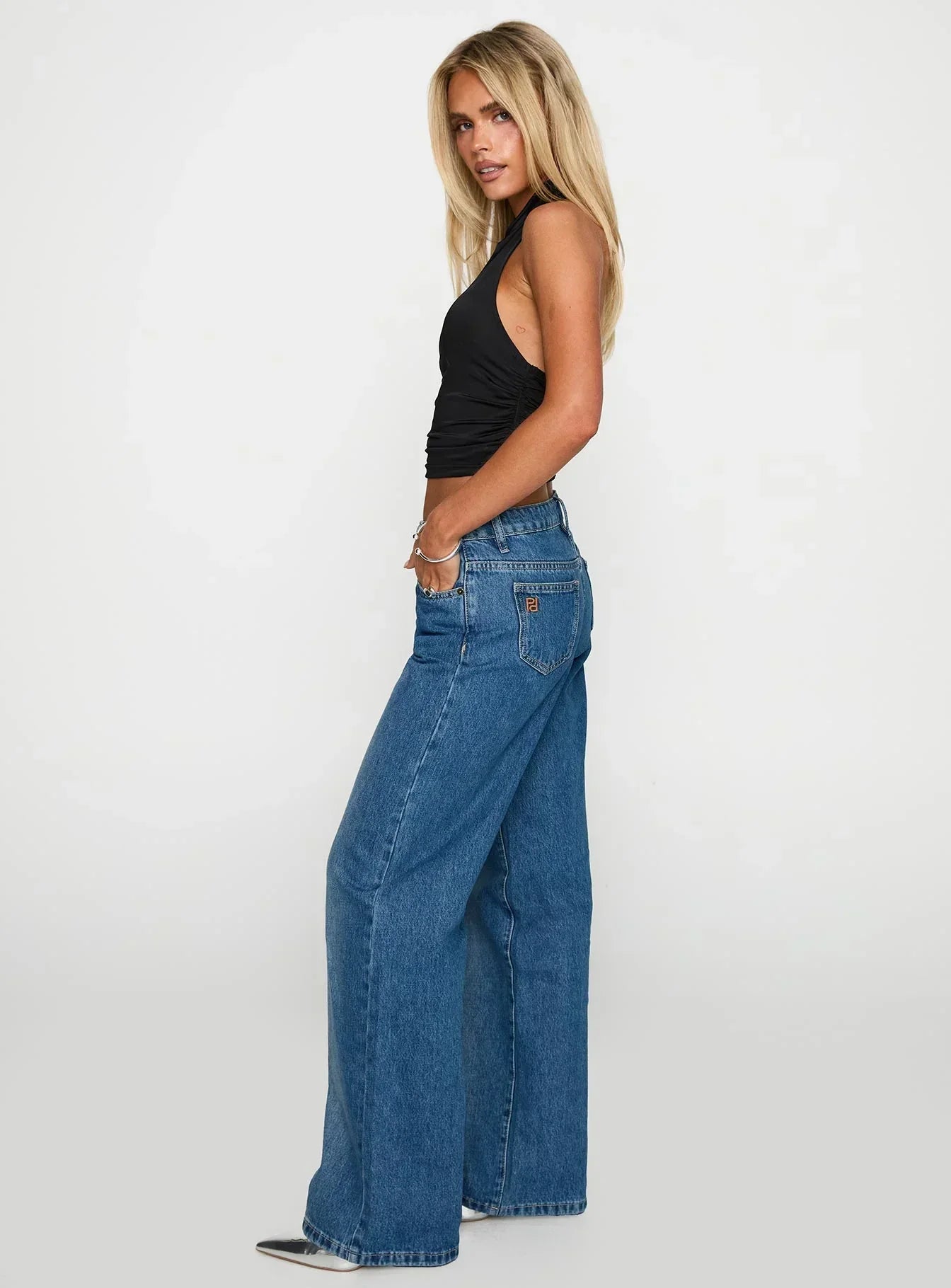 On Sunset Mid Rise Straight Leg Jeans Dark Wash