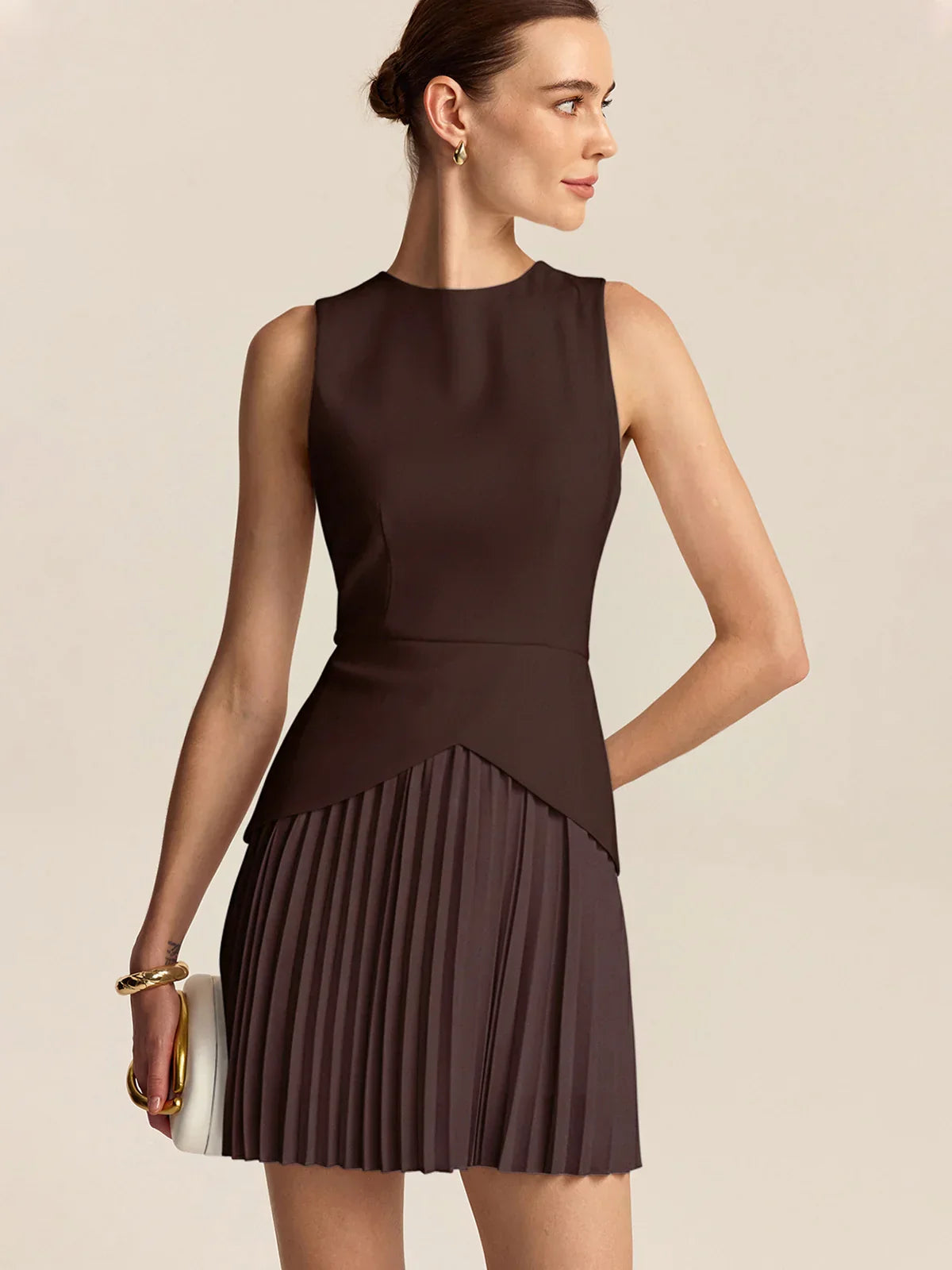 Pleated Hem Mini Dress