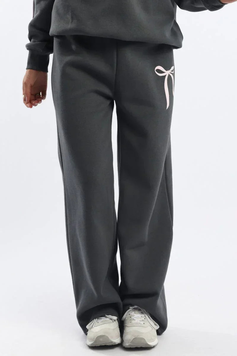 Grey Track Pants Wide Leg