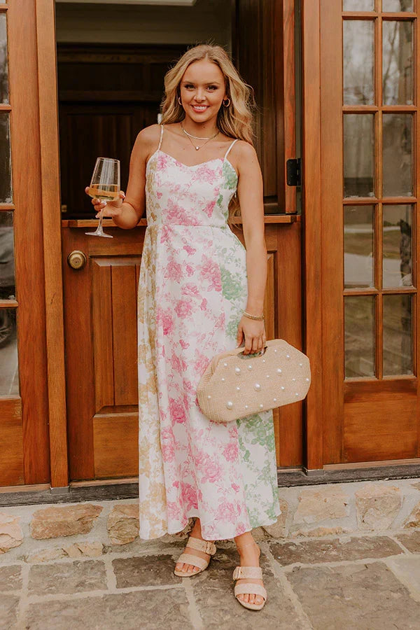 Loving Gaze Floral Color Block Maxi Dress