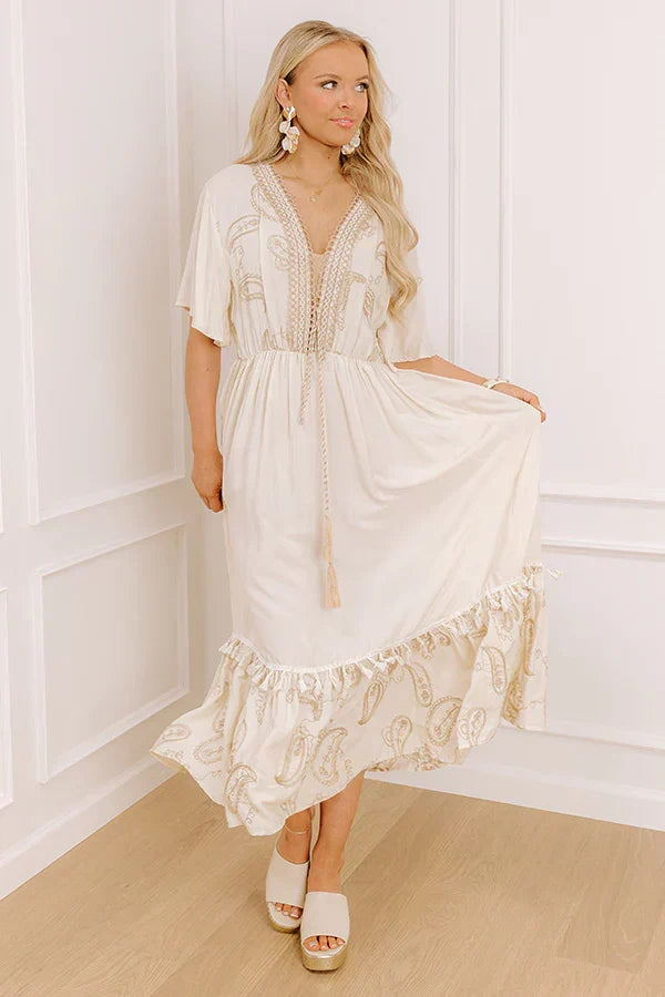 Travel To Tulum Embroidered Midi Dress