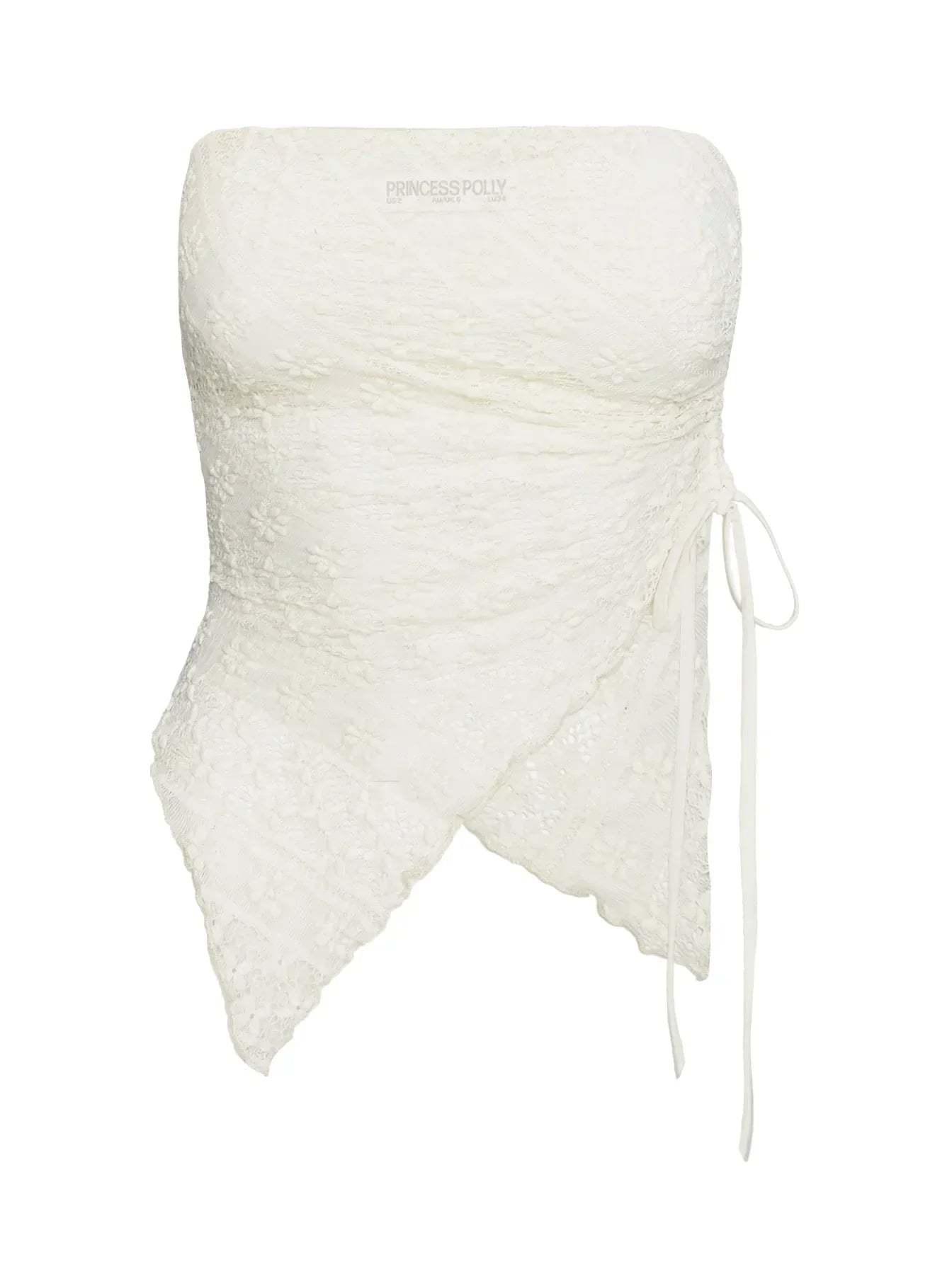 More Dimes Asymmetrical Strapless Top Cream