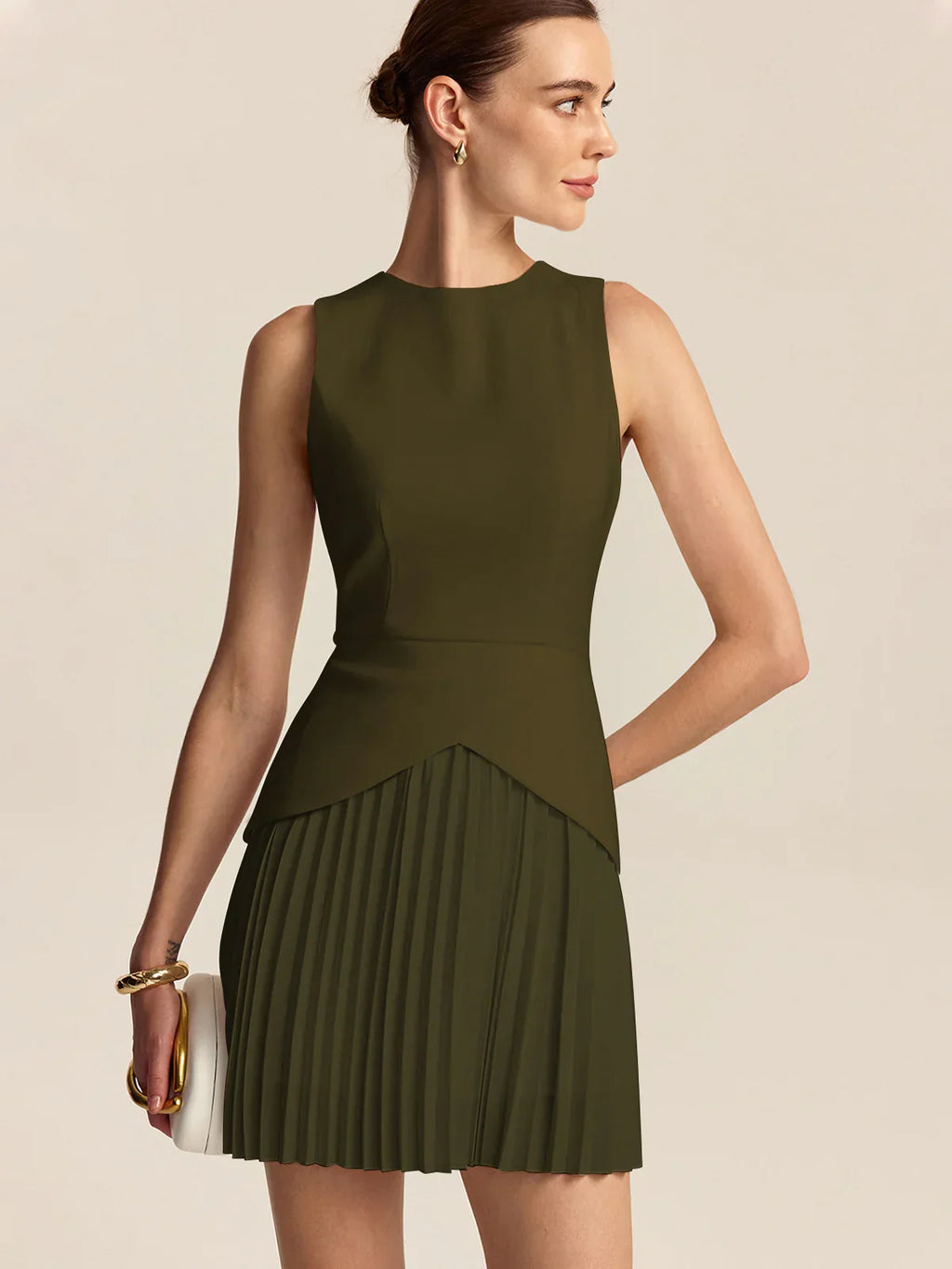 Pleated Hem Mini Dress