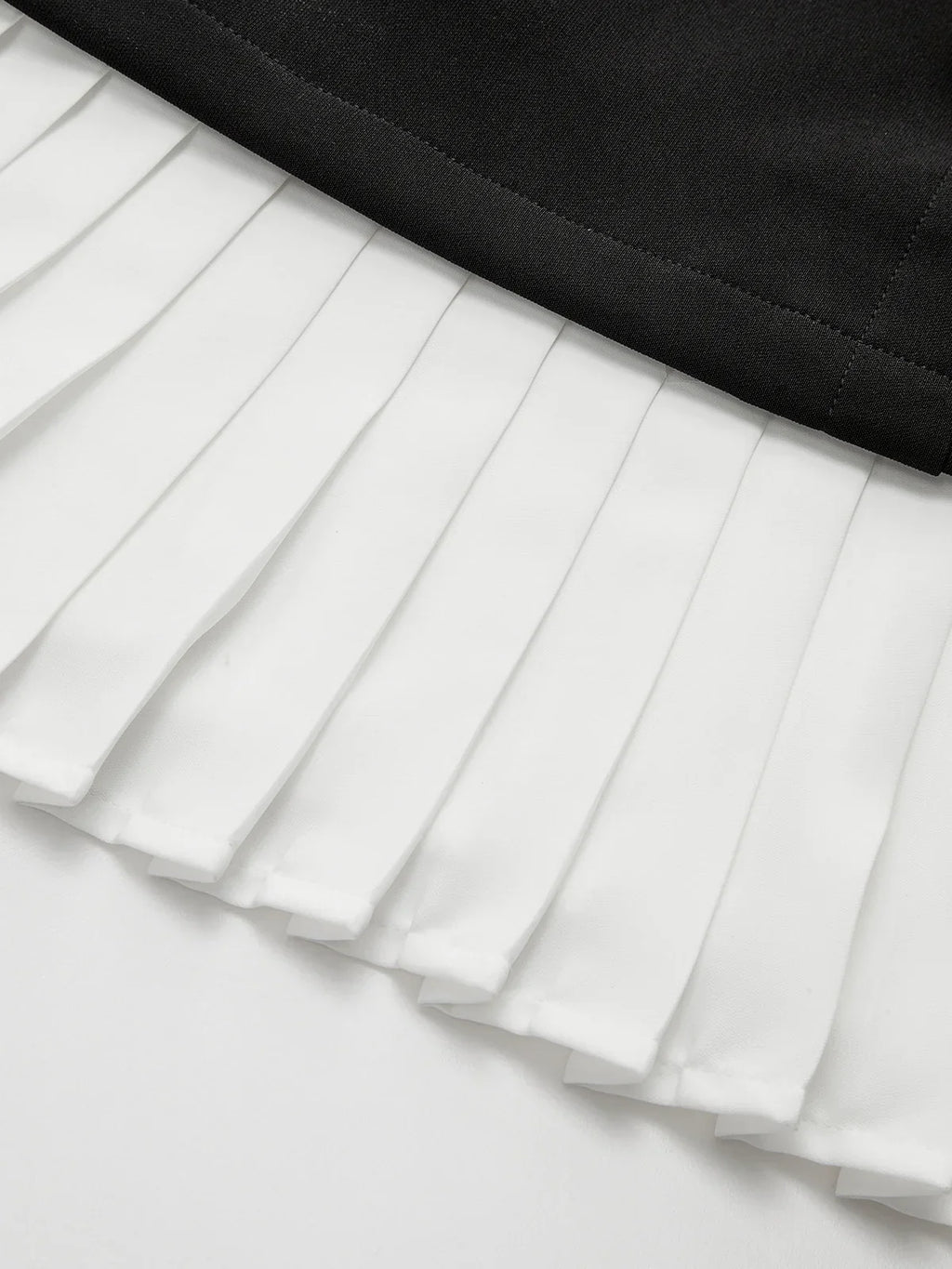 Pleated Hem Panel Asymmetric Metal Detail Mini Dress