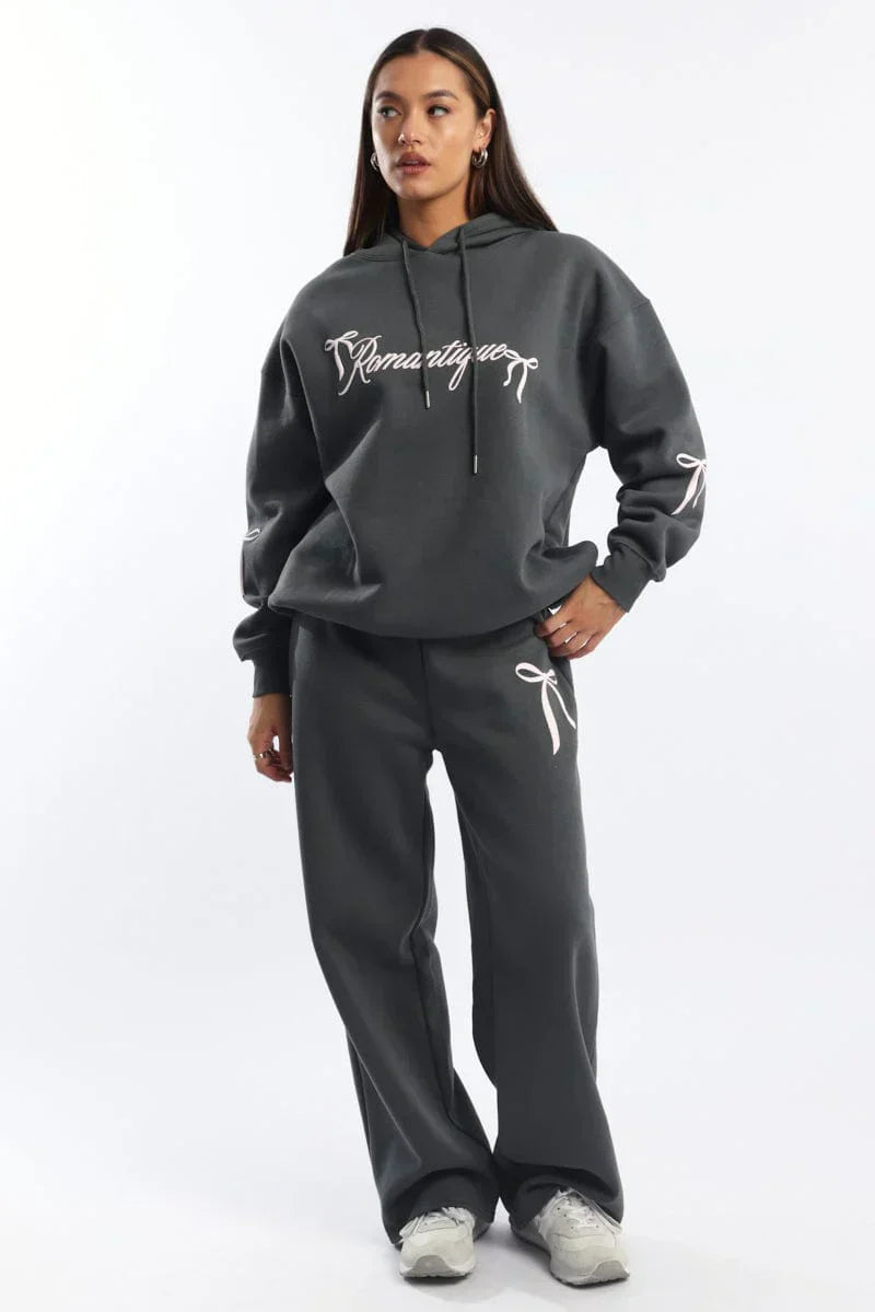 Grey Track Pants Wide Leg