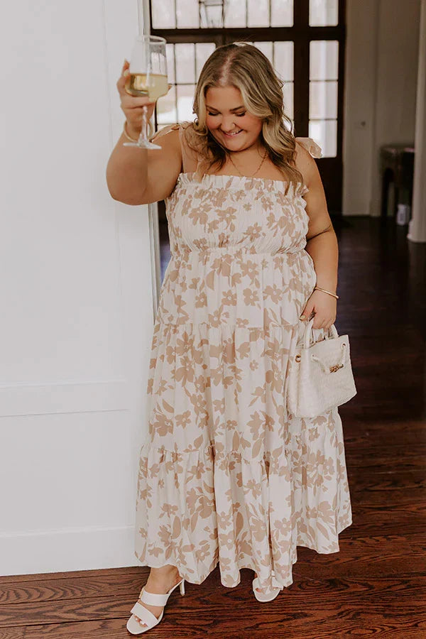 Happy Gatherings Floral Smocked Maxi Dress Curves