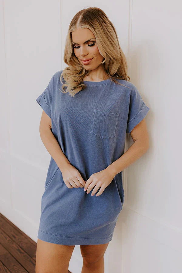 Cafe Meetup Vintage Wash T-Shirt Dress in Riverside