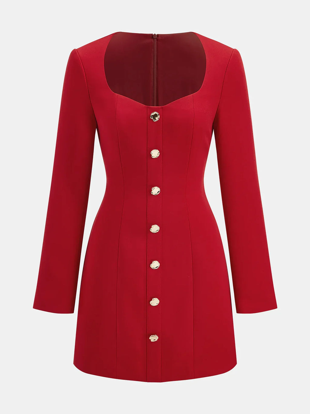 Square Neck Button Front Mini Dress